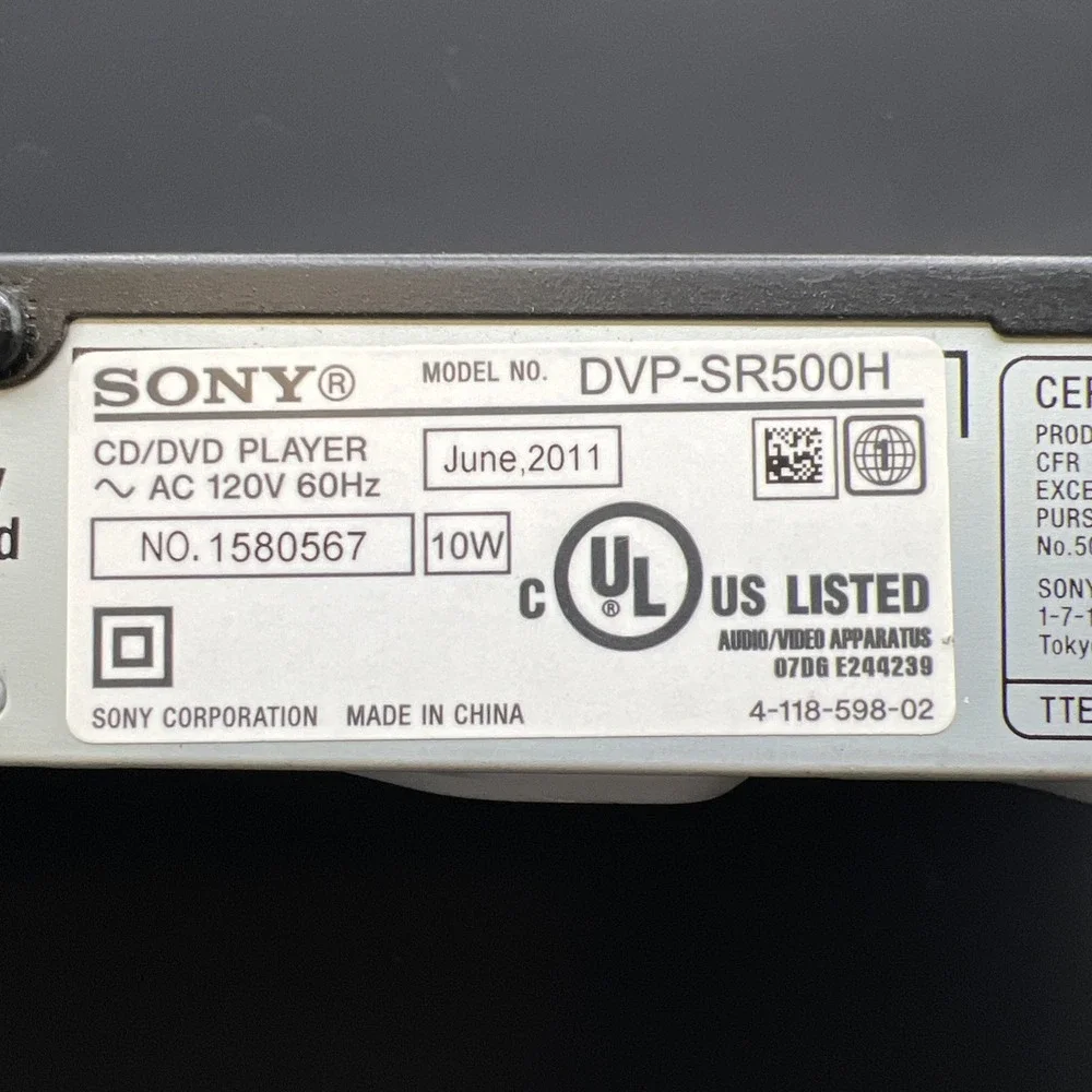 SONY UPSCALING SINGLE DISC SLIM DVD PLAYER DVP-SR500H NO REMOTE -‎ TESTED